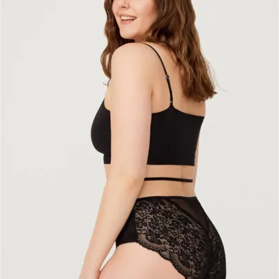 Culotte de bikini  grande taille en tulle devant et dos en dentelle — Pour L lingerie de luxe