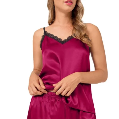 Pyjama Satin Dentelle Cherry — lingerie de luxe Pour L