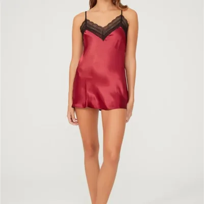 Babydoll en Satin Cherry — lingerie de luxe Pour L