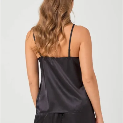 Pyjama Satin Dentelle Noir — Pour L lingerie de luxe
