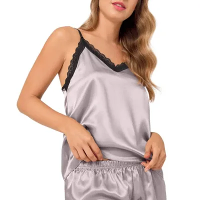 Pyjama Satin Dentelle Beige — lingerie de luxe Pour L