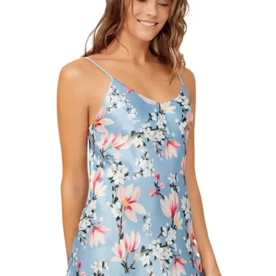 Pyjama Satin Fleuri dos ouvert — lingerie de luxe Pour L