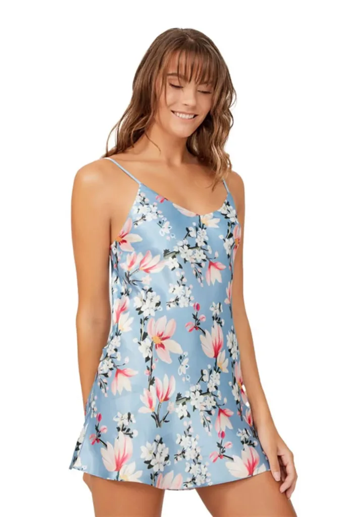 Pyjama Satin Fleuri dos ouvert