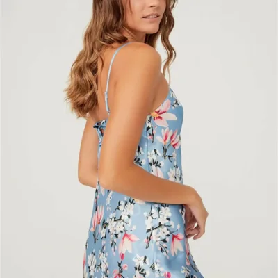 Pyjama Satin Fleuri dos ouvert — Pour L lingerie de luxe