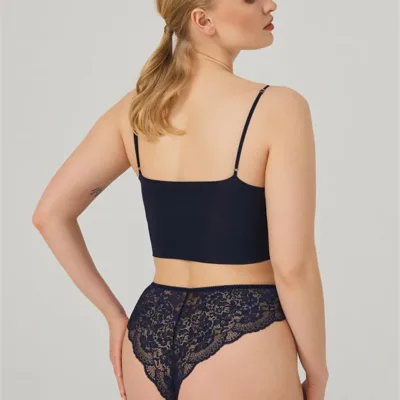 Culotte brésilienne pour femme avec tulle en dentelle et nœud — Pour L lingerie de luxe