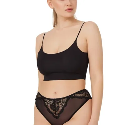 Culotte brésilienne pour femme avec tulle en dentelle et nœud — lingerie de luxe Pour L