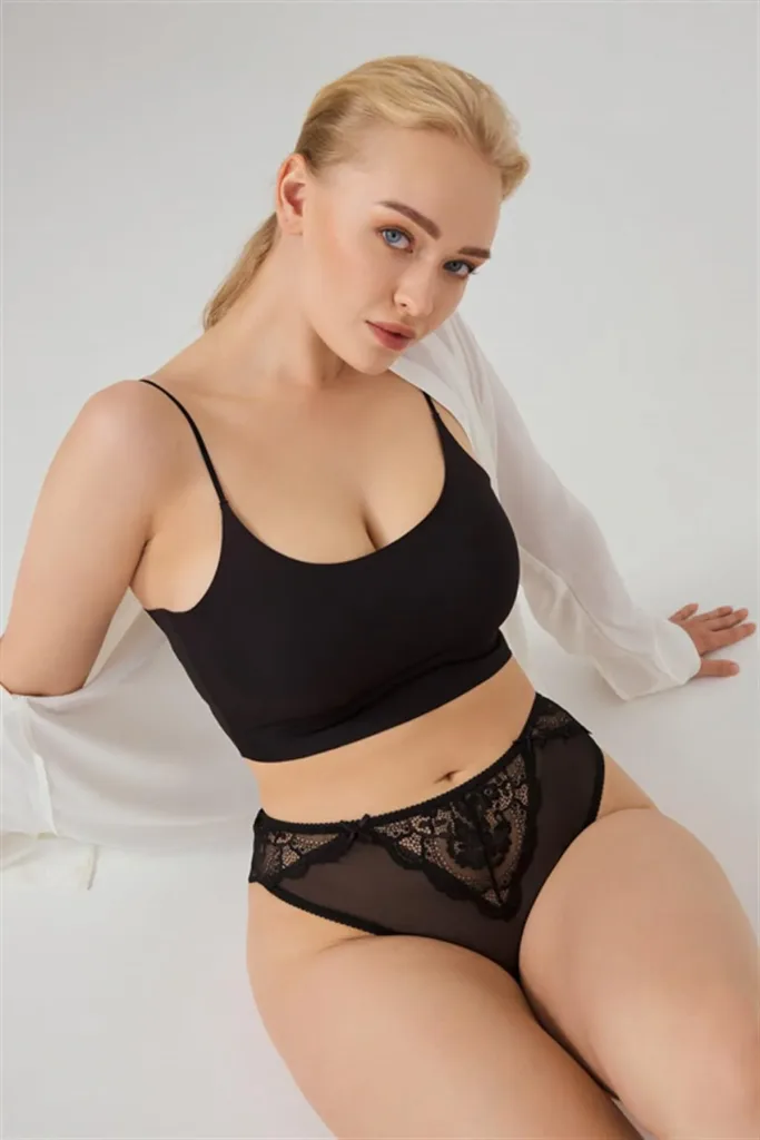 Culotte brésilienne pour femme avec tulle en dentelle et nœud — Pour L lingerie de luxe