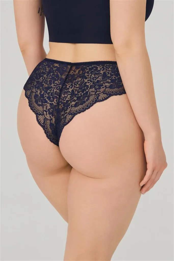 Culotte brésilienne pour femme avec tulle en dentelle et nœud — Pour L lingerie de luxe