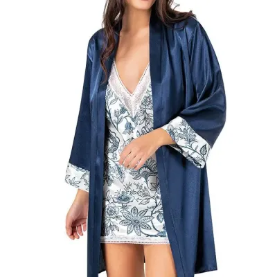 Nuisette robe courte peignoir en satin de soie — lingerie de luxe Pour L